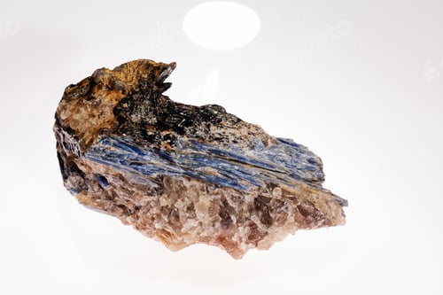Preview: Kyanite Mineral With Garnets On The White Background