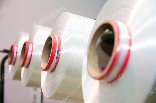 Preview: Industrial Fabric Production Line. Weaving Looms At A Textile Factory