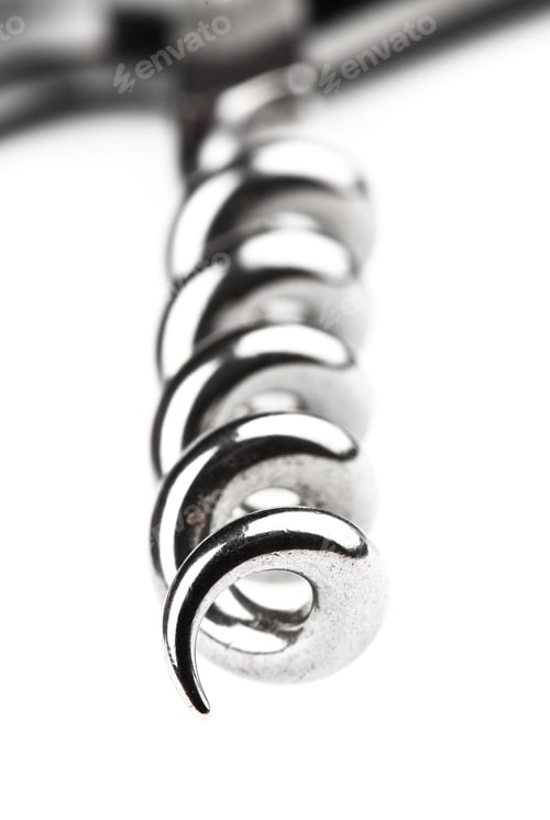 Preview: Steel Corkscrew Isolated On A White Background. Studio Photo