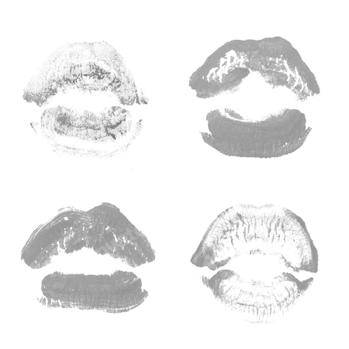 Preview: Female Lips Lipstick Kiss Print Set For Valentine Day And Love Collection Isolated On White