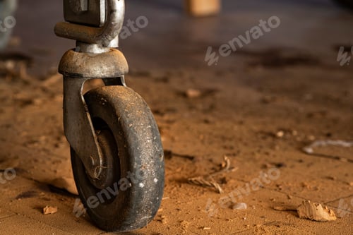 Preview: Detail Of The Wheel Of A Cart In An Abandoned Place, Evocative Image Of An Abandoned Place