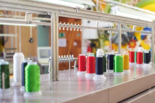 Preview: Closeup Colorful Spool Of Thread On The Sewing Equipment, Fabric And Textile Industry, Embroidery