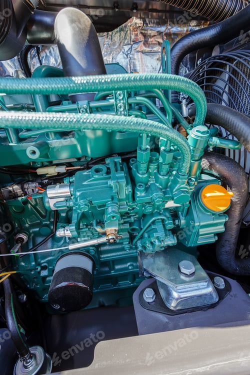 Preview: View On Motor Of New Excavator Digging