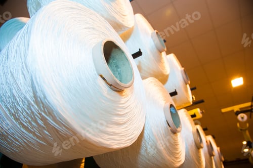 Preview: Industrial Fabric Production Line. Weaving Looms At A Textile Factory