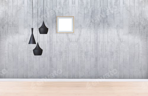 Preview: Modern Interior with Concrete Wall and Stylish Lamps