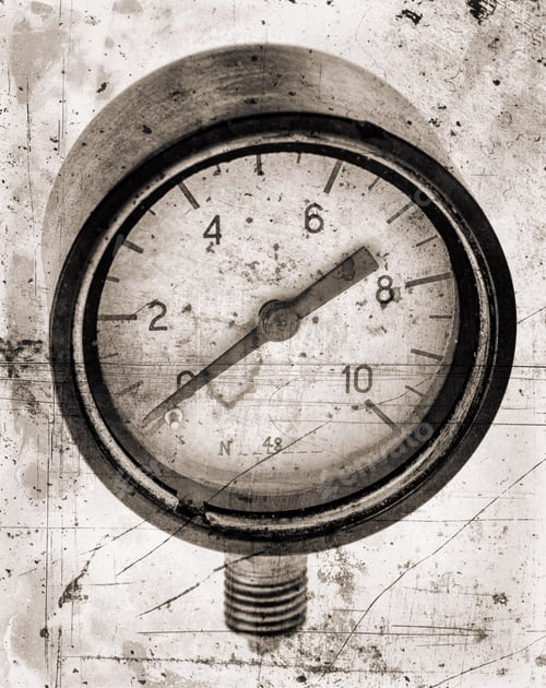 Preview: The Old Vintage Measuring Device With A Scale From 0 To 10, And The Arrow Is Stuck At Zero