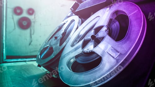Preview: Old Tape Recroder,, Neon Lights, Close Up