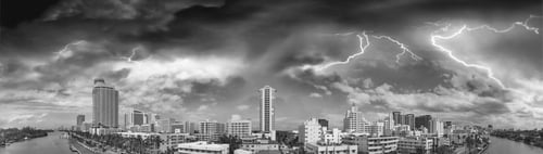 Preview: Panoramic Aerial View Of Miami Beach On A Stormy Day, Florida.