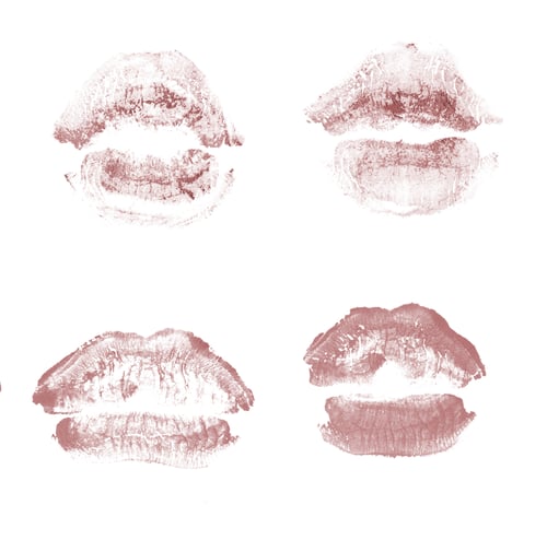 Preview: Female Lips Lipstick Kiss Print Set For Valentine Day And Love Collection Isolated On White