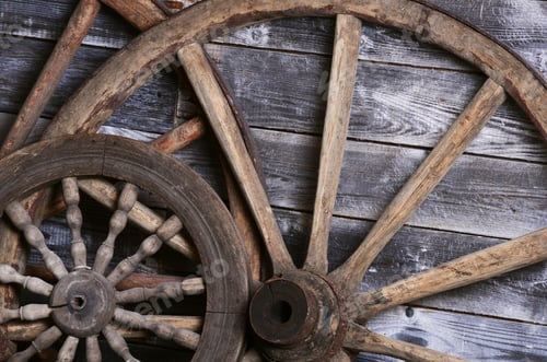 Preview: Old Wheels From A Cart In Shed
