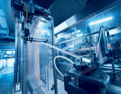 Preview: Automatic Filling Machine Pours Water Into Plastic Pet Bottles. Brewing Production. Industrial