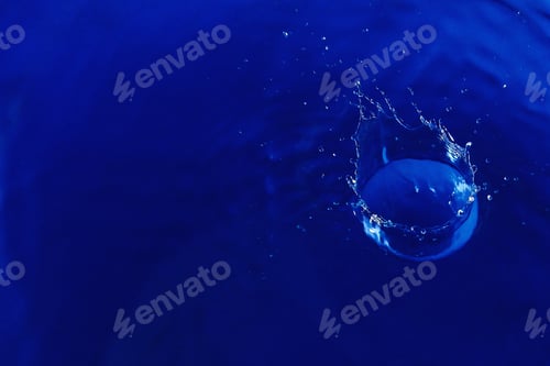 Preview: Abstract Toned Blue Background With Splashes Of Water, Wallpaper Blank, Substrate For Text Or