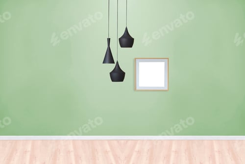 Preview: Modern interior design, light green wall