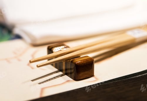 Preview: Japanese Wooden Sticks On A Stand, Tokyo, Japan. Close-Up