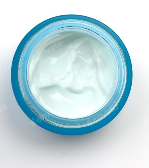 Preview: Plastic Container With Cream On A White Background.