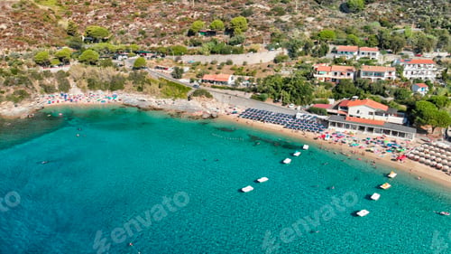 Preview: Cavoli Beach, Elba Island. Panoramic Aerial View Of Beautiful Coastline On A Summer Day