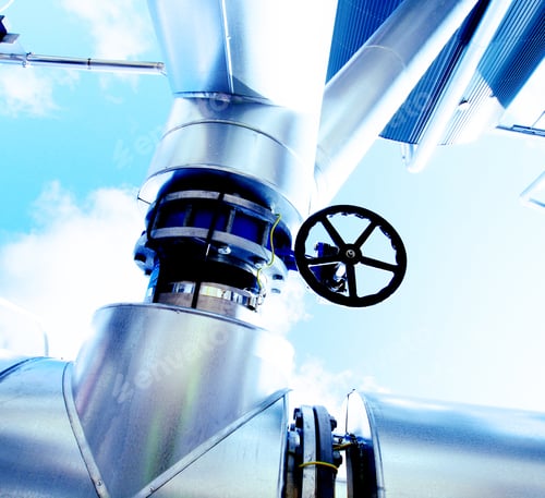 Preview: Industrial Zone, Steel Pipelines In Blue Tones
