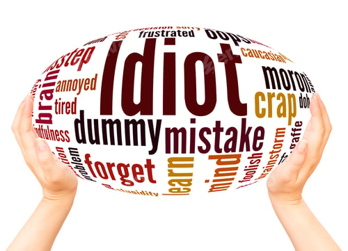 Preview: Idiot Word Cloud Hand Sphere Concept On White Background.