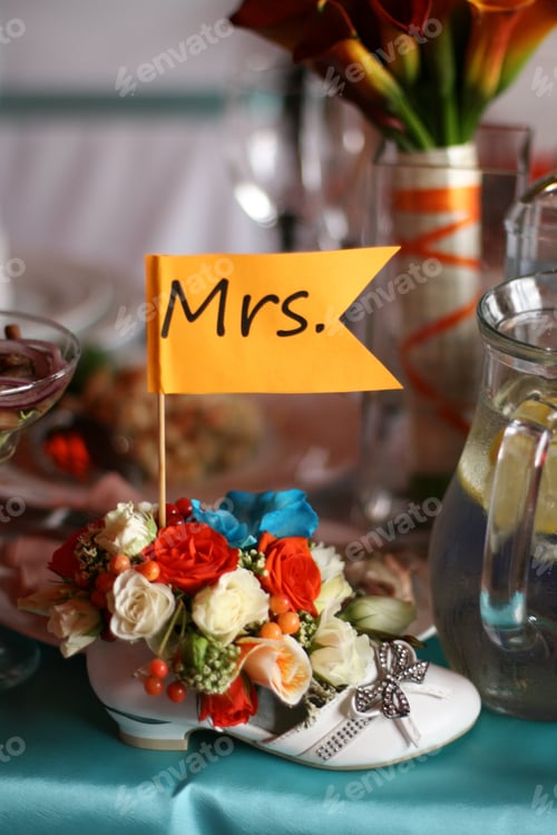 Preview: Flag In Flowers Mrs, Wedding Table