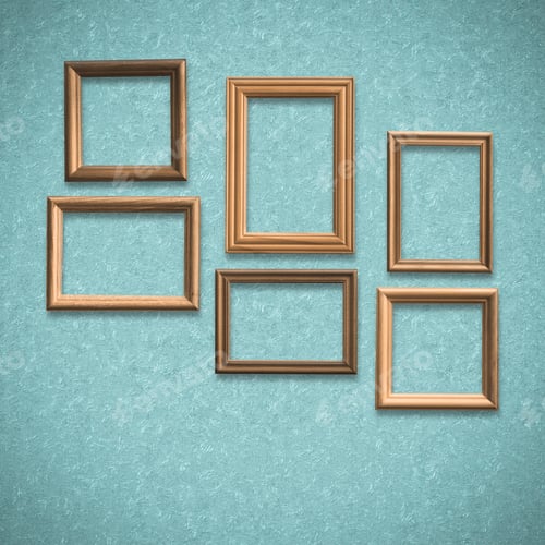 Preview: Old Wooden Frames On Old Blue Wall