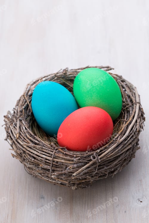 Preview: Easter Eggs In The Nest. Spring Discount Card.
