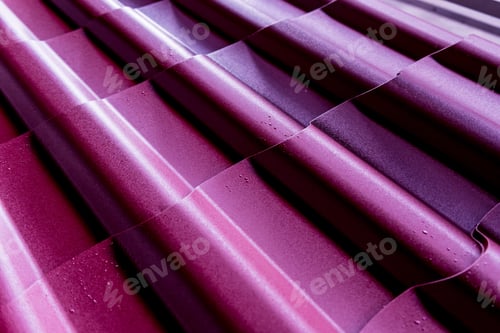 Preview: Violet Metallic Roof Tiles Background With Light Pattern.
