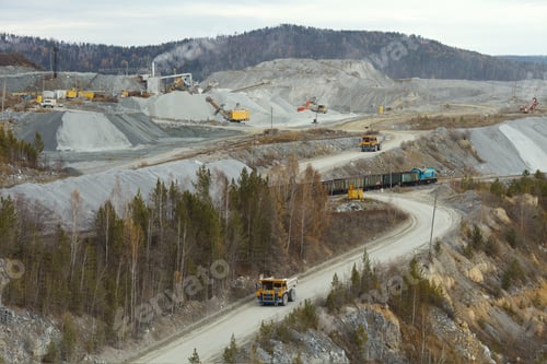 Preview: Work Of Various Mining Machinery At A Mining Enterprise, Top View.