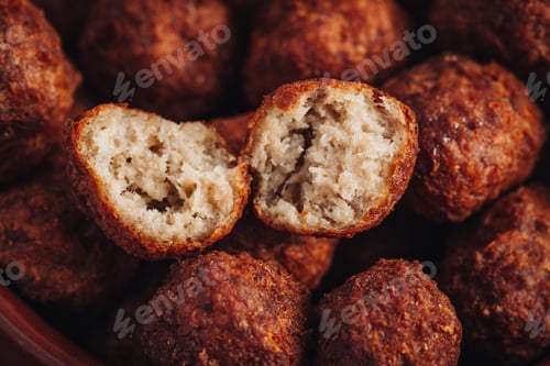 Preview: Fried Home Made Italian Traditional Meatballs With Parmesan And Bread