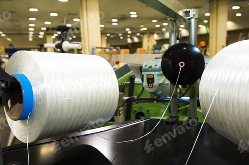 Preview: Industrial Fabric Production Line. Weaving Looms At A Textile Factory