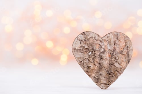 Preview: The Wood Heart Shapes On Abstract Light Background In Love Concept For Valentines Day.