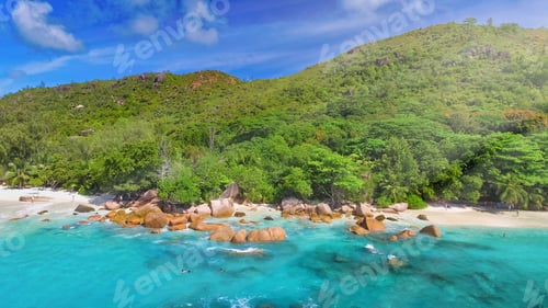 Preview: Praslin, Seychelles Islands. Amazing Aerial View Of Beautiful Tropical Beach.
