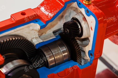 Preview: Gearbox On Large Electric Motor At Industrial Equipment Plant