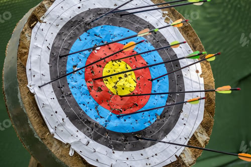 Preview: Archery Target With Arrows. Abstract Concept: Hit Goals And Focus On Success.