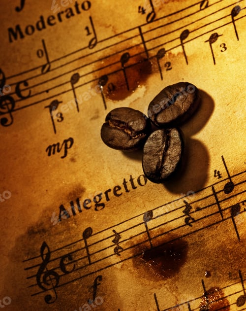 Preview: Coffee Beans On A Grungy Musical Background