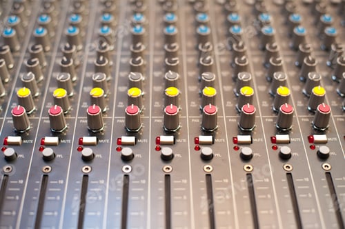 Preview: Music Studio Mixer Detail Of Knobs And Buttons In Selective Focus