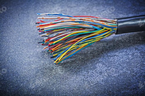 Preview: Multicolored Electric Cables On Black Background Electricity Concept.