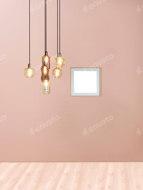 Preview: Modern Minimalist Interior with Lamps and Frame