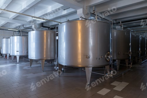 Preview: Stainless Steel Barrels And Tanks And Other Containers For Liquids In The Food Industry. Industrial