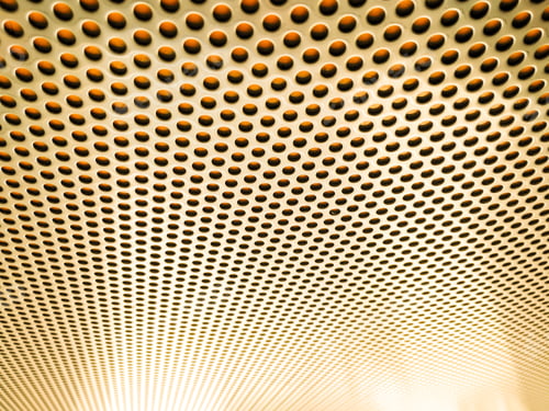 Preview: Yellow Gold Perforated Steel Plate For Background, Iron Perforated Sheet Metal.