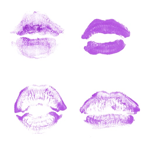 Preview: Female Lips Lipstick Kiss Print Set For Valentine Day And Love Collection Isolated On White