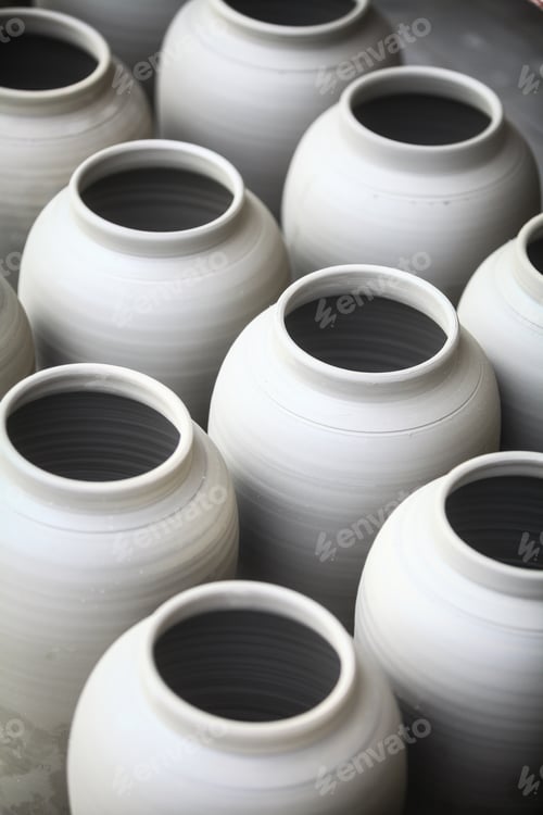 Preview: Color Image Of Some Pottery Left Out To Dry.
