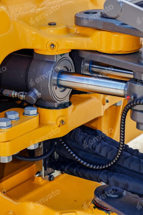Preview: View On Detail Of Yellow Excavator Digging; Note Shallow Depth Of Field