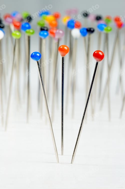 Preview: Different Colored Pins Standing With Background