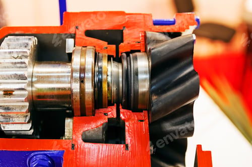 Preview: Gearbox On Large Electric Motor At Industrial Equipment Plant