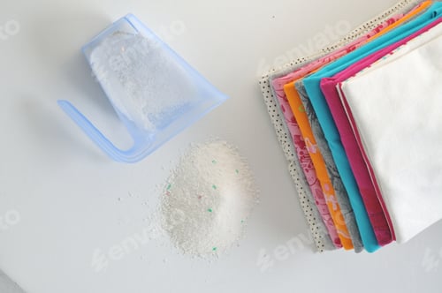 Preview: Washing Powder For Colored Cloths On A White Background