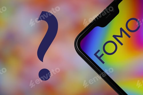 Preview: Fomo Text On The Phone Screen. Fear Of Missing Out. Obsessive Fear Of Missing An Interesting Event