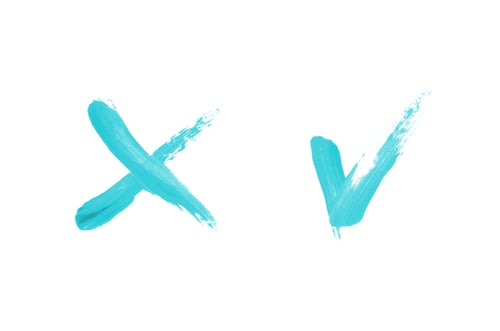 Preview: Bright Liquid Lipstick Smear In The Form Of A Check Mark And Cross Isolated On A White Background