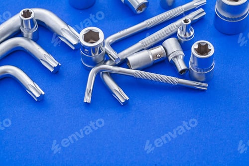Preview: Hexagon Keys And Torx On Blue Background