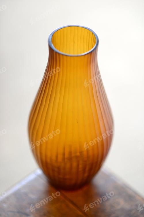 Preview: Amber Glass Fluted Vase With Flowers In A Room