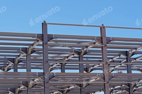Preview: Structure Of Steel For Building Construction On Sky Background
